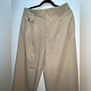 Zara Pleated Straight Leg Dress Pants | Sandy Brown Large